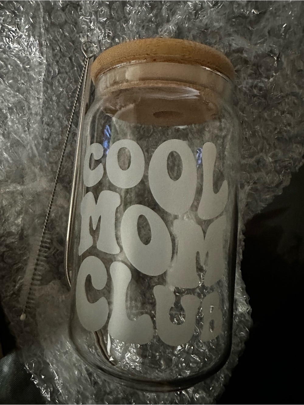 Clear Glass Canister with Bamboo Lid - Cool Mom Club Design